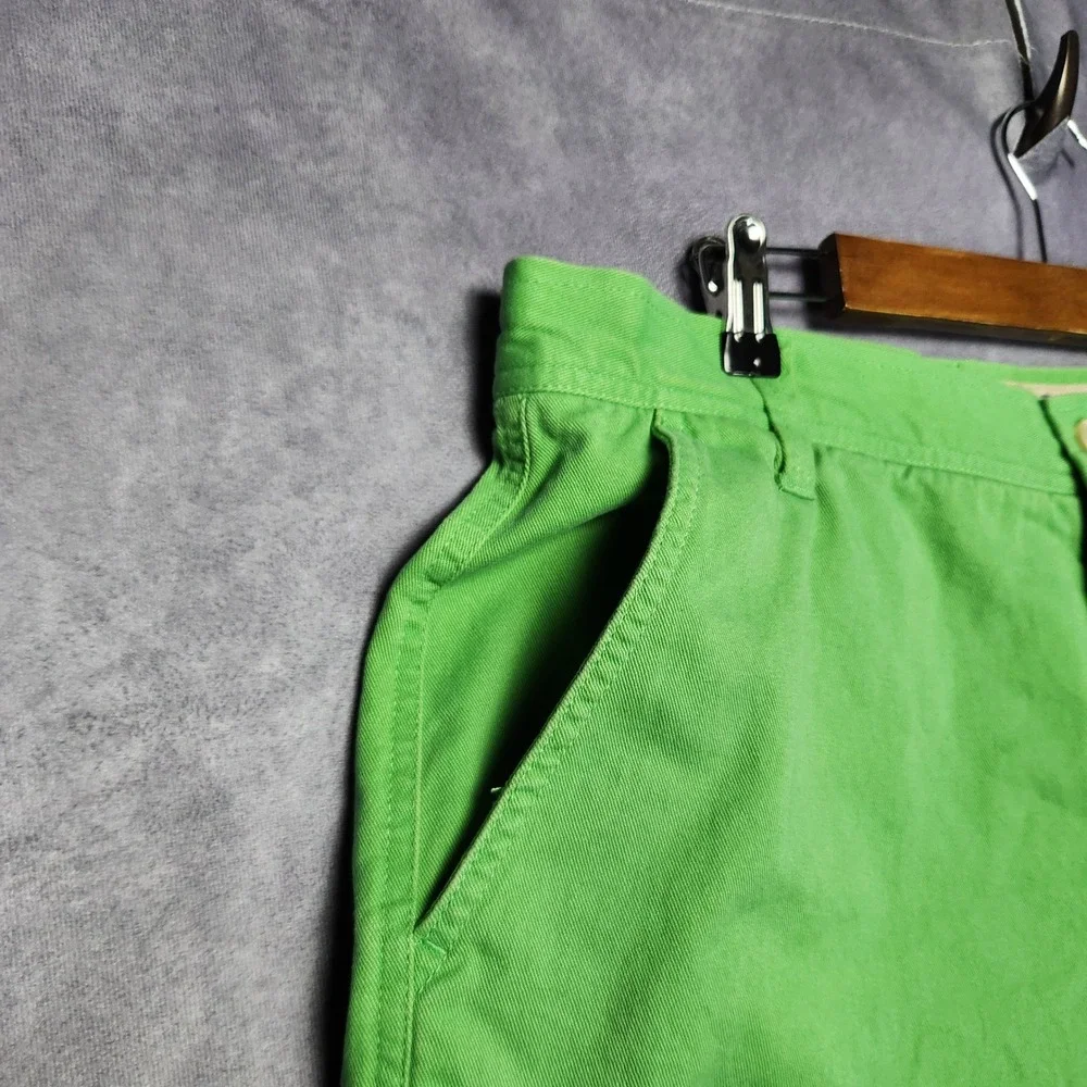 Izod Saltwater Mens Green Cotton Chino Shorts Size 38 Summer Casual